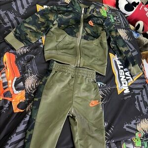 Nike Kids Camo Tracksuit with Orange Logo